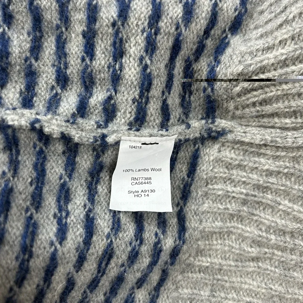 J.Crew Women's Large Gray Blue Nordic Lambswool Sweater Fair Isle Heritage
